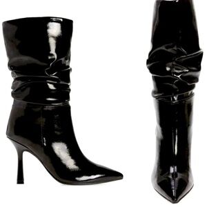 Jeffrey Campbell Black Patent Leather Guillot Slouch Boots